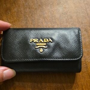 Prada Black Saffiano Leather Key Holder